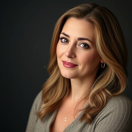 Portrait of Serena Hart, the Creative Director of Stellaris Studios, with a thoughtful expression.